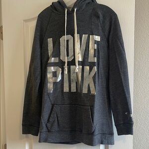 Victoria's Secret PINK Gray Hoodie with Silver Lettering
